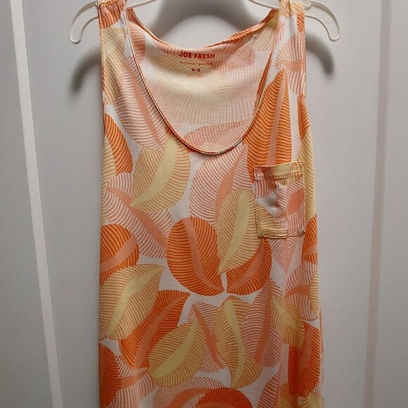 JOE FRESH "Boyfriend" Women's Orange Graphic Print Sleeveless Tank/Tunic - Med - Picture 7 of 10